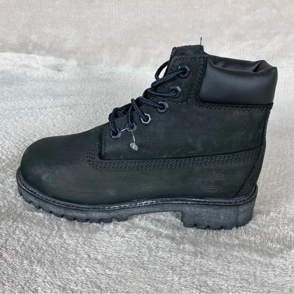 Timberland Premium 6 inch Kids Boys Boots Size 13‎ Black Nubuck Waterproof NEW